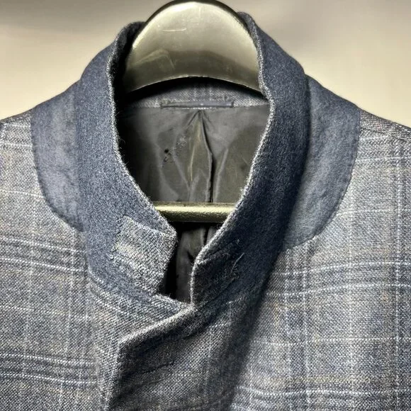 KITON 100% Cashmere Handmade in Italy Plaid Blue Sport Coat 48L - Picture 7 of 12